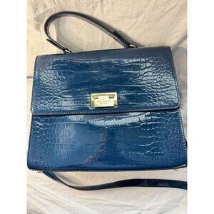 Kate Spade Knightsbridge Doris‎ Blue Leather Croc Embossed Satchel Purse Handbag
